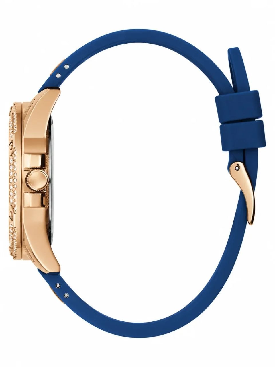 GUESS Queen Multifunction Rose Gold Dial Blue Silicone Watch