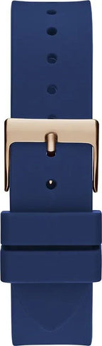 GUESS Queen Multifunction Rose Gold Dial Blue Silicone Watch