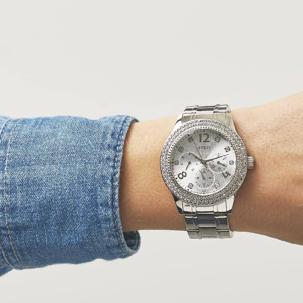 GUESS Bedazzle Multifunction Stainless Steel Women's Watch