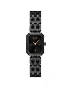 Armani Exchange Women's Leila Rectangular Black Stainless Steel Watch
