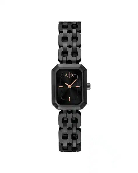 Armani Exchange Women's Leila Rectangular Black Stainless Steel Watch