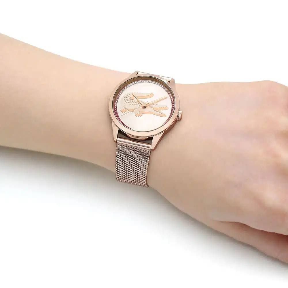 Lacoste Ladycroc Women's Rose Gold Dial Stainless Steel Mesh Strap Watch