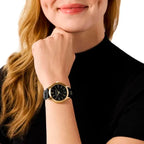 Slim Runway Black Leather Women's Watch