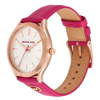 Michael Kors Slim Runway Deep Pink Leather Watch