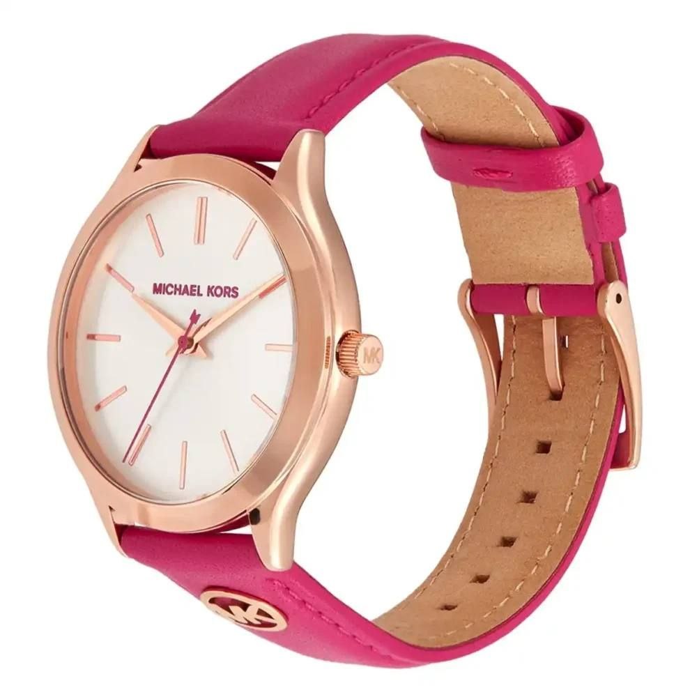 Michael Kors Slim Runway Deep Pink Leather Watch