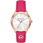 Michael Kors Slim Runway Deep Pink Leather Watch