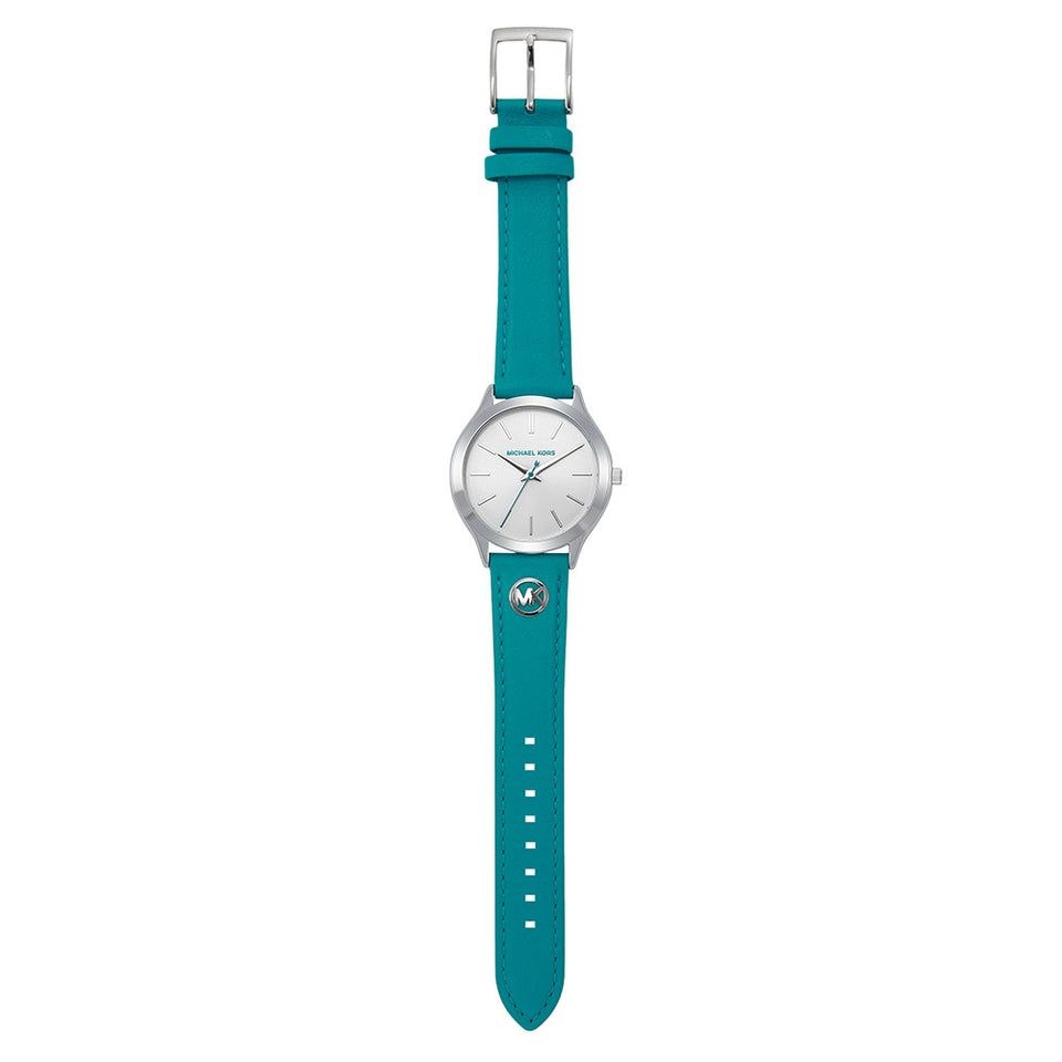 Michael Kors Slim Runway Santorini Blue Leather Women's Watch