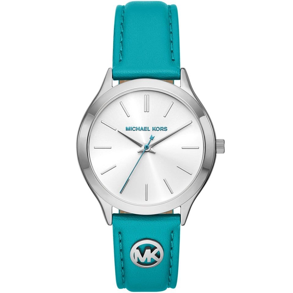 Michael Kors Slim Runway Santorini Blue Leather Women's Watch