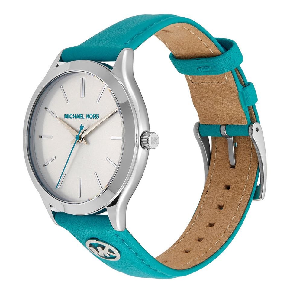 Michael Kors Slim Runway Santorini Blue Leather Women's Watch