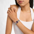 MICHAEL KORS Women's Lexington Watch with Burgundy Dial &amp; Silver Strap