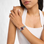 MICHAEL KORS Women's Lexington Watch with Burgundy Dial &amp; Silver Strap