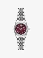 MICHAEL KORS Women's Lexington Watch with Burgundy Dial &amp; Silver Strap
