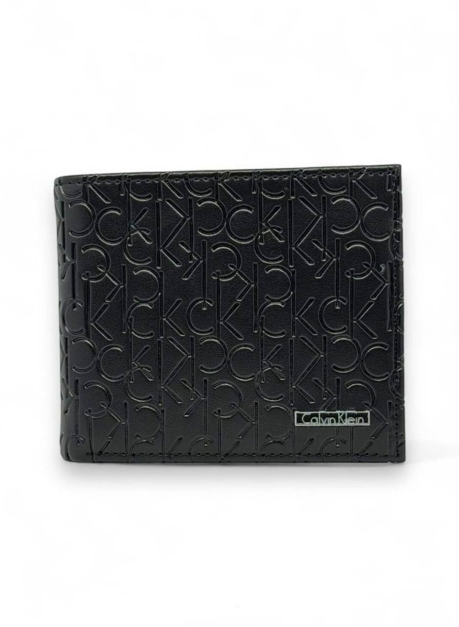 Calvin Klein Men's Monogram Leather Bifold Wallet – Black