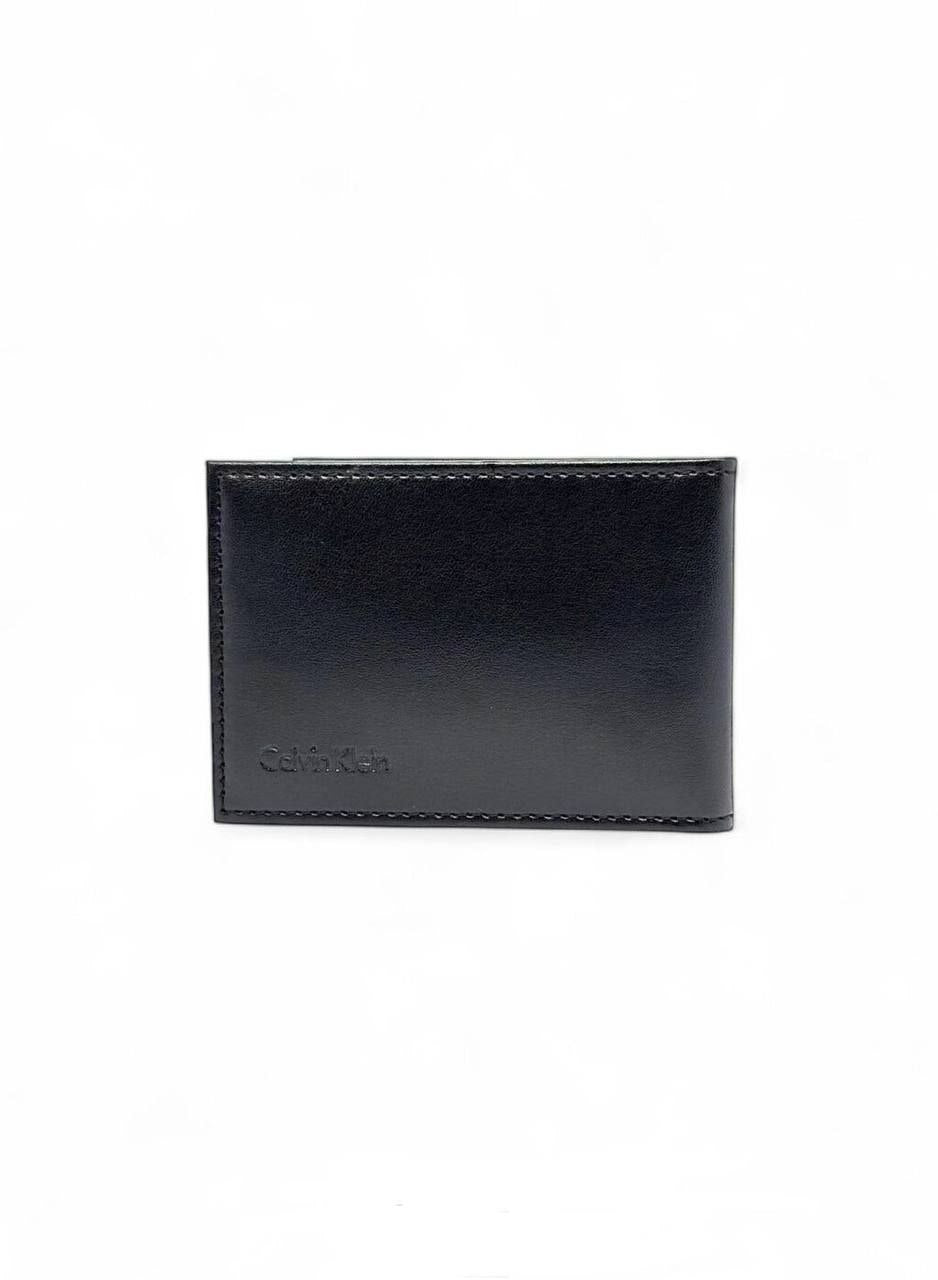 Calvin Klein Men's Monogram Leather Bifold Wallet – Black