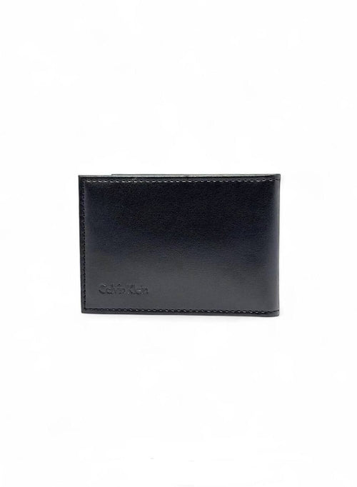 Calvin Klein Men's Monogram Leather Bifold Wallet – Black