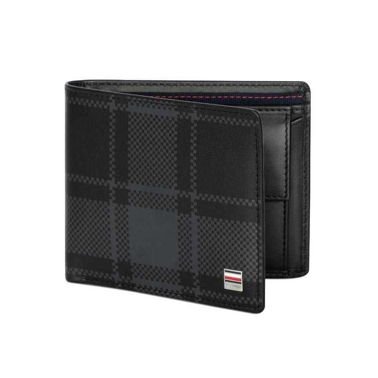 Tommy Hilfiger Men's Stallion Plaid Leather Passcase Wallet