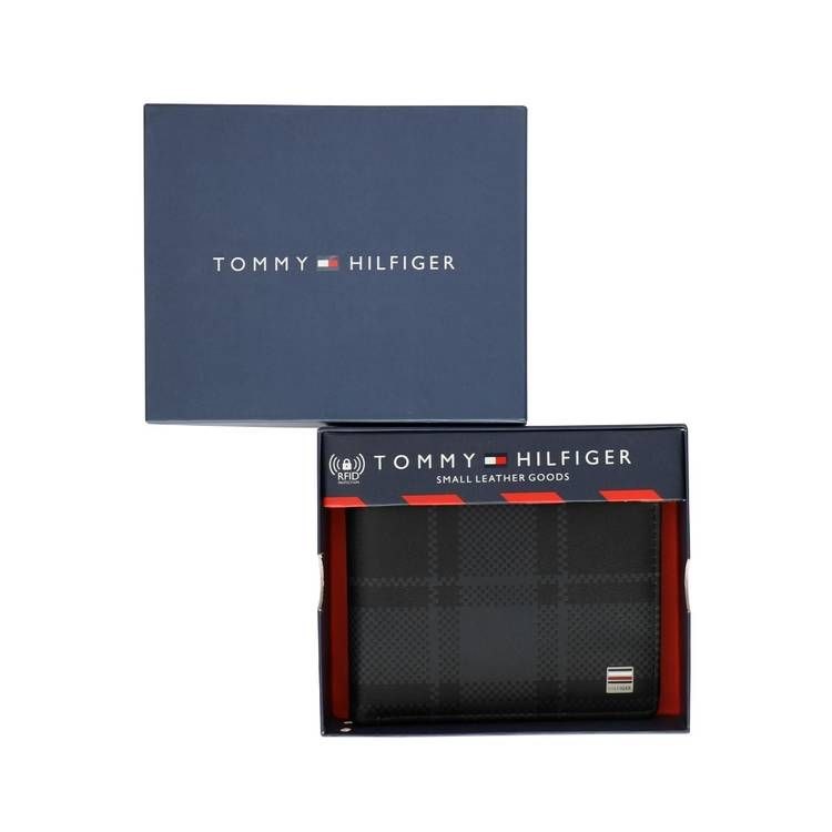 Tommy Hilfiger Men's Stallion Plaid Leather Passcase Wallet