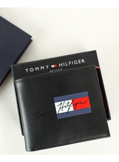 Tommy Hilfiger Men's Leather Passcase Wallet – Black
