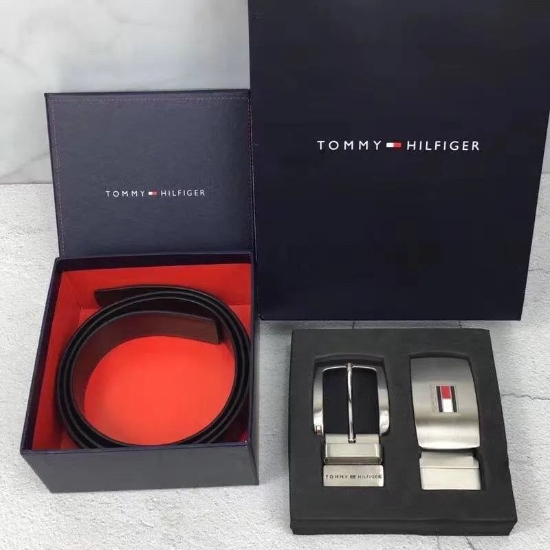 Tommy Hilfiger Men's Reversible Belt Gift Set with 2 Buckles